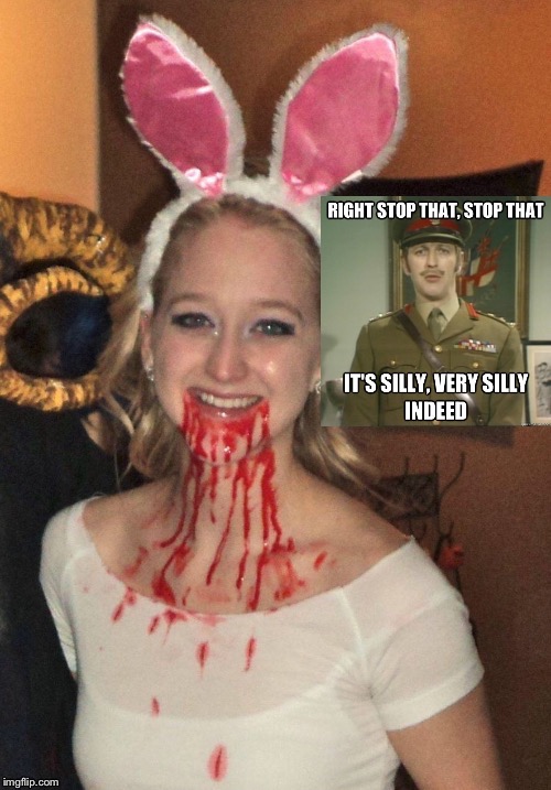 Graham Chapman on Rabbits | . | image tagged in monty python,silly,rabbit,halloween,stop it | made w/ Imgflip meme maker