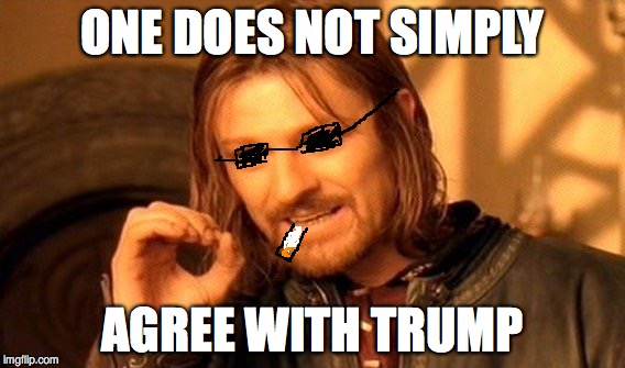 One Does Not Simply | ONE DOES NOT SIMPLY; AGREE WITH TRUMP | image tagged in memes,one does not simply | made w/ Imgflip meme maker
