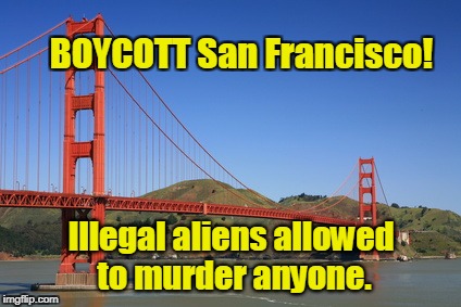 BOYCOTT San Francisco! Illegal aliens allowed to murder anyone. | image tagged in golden gate bridge | made w/ Imgflip meme maker