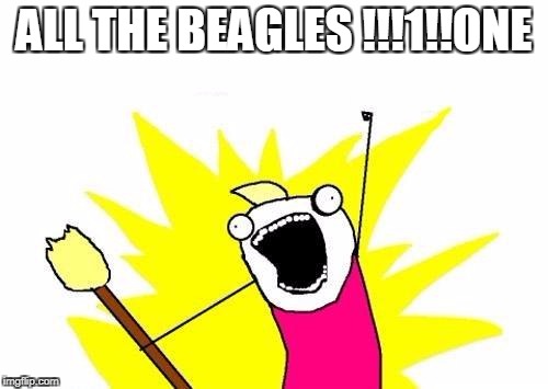 ALL THE THINGS - beagles | ALL THE BEAGLES !!!1!!ONE | image tagged in memes,x all the y | made w/ Imgflip meme maker
