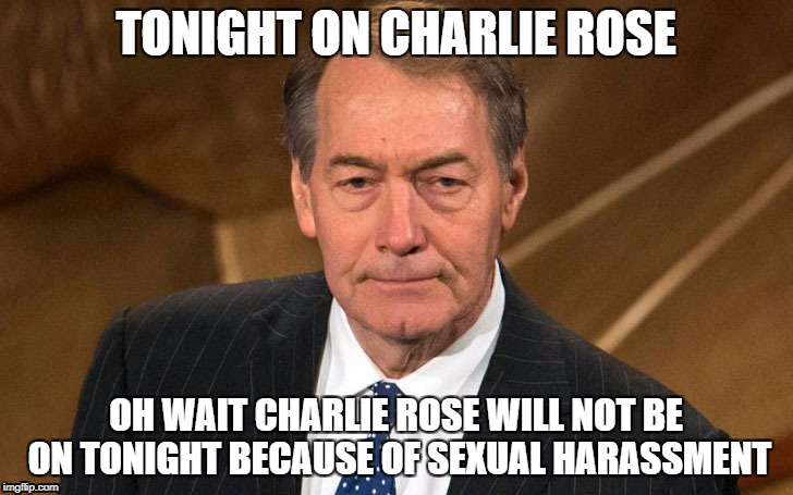 Charlie Rose | TONIGHT ON CHARLIE ROSE; OH WAIT CHARLIE ROSE WILL NOT BE ON TONIGHT BECAUSE OF SEXUAL HARASSMENT | image tagged in memes meme charlie rose pbs cbs tv journalism funny sexual harass harassment | made w/ Imgflip meme maker