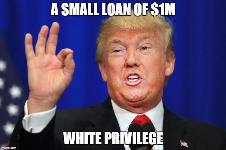 White Privilege | A SMALL LOAN OF $1M; WHITE PRIVILEGE | image tagged in america,donald trump,rich,politics,truth,blm | made w/ Imgflip meme maker