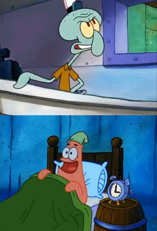 Squidward and Patrick 3 AM Blank Meme Template
