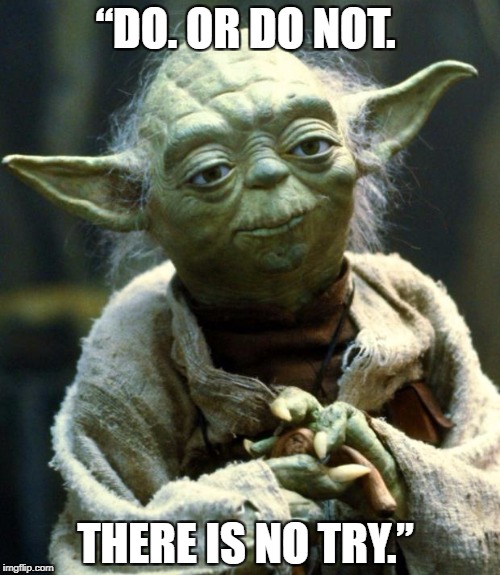 Star Wars Yoda Meme | “DO. OR DO NOT. THERE IS NO TRY.” | image tagged in memes,star wars yoda | made w/ Imgflip meme maker