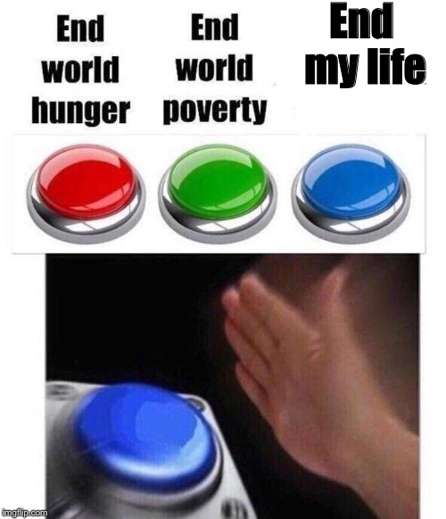 Blue button meme | End my life | image tagged in blue button meme | made w/ Imgflip meme maker