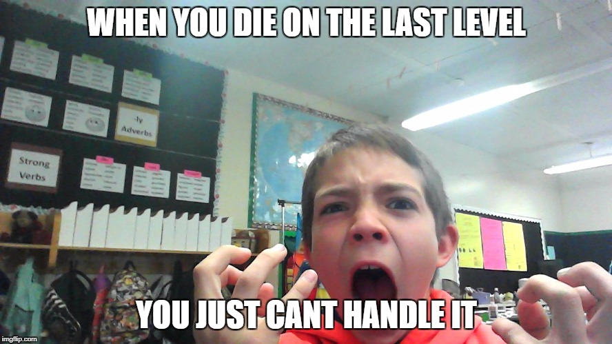 breakdown | WHEN YOU DIE ON THE LAST LEVEL; YOU JUST CANT HANDLE IT | image tagged in bad luck brian | made w/ Imgflip meme maker