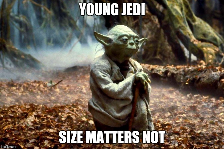 Size Matters Not | YOUNG JEDI; SIZE MATTERS NOT | image tagged in star wars yoda,size matters | made w/ Imgflip meme maker