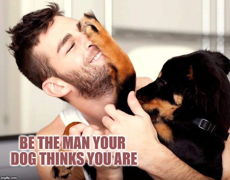 BE THE MAN YOUR DOG THINKS YOU ARE | image tagged in dogs | made w/ Imgflip meme maker