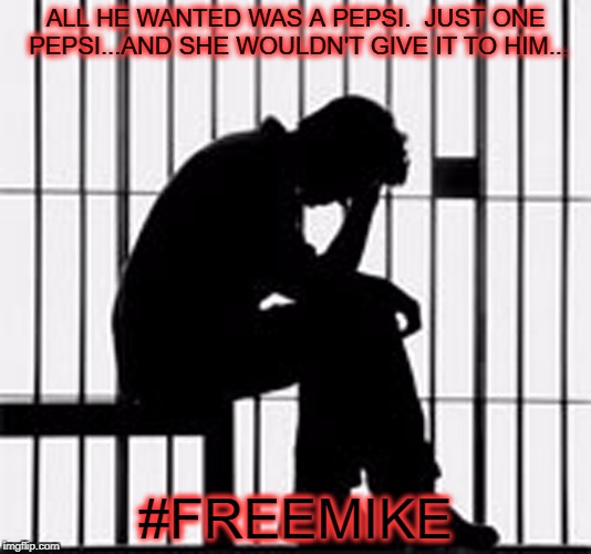 INSTITUTION! | ALL HE WANTED WAS A PEPSI.  JUST ONE PEPSI...AND SHE WOULDN'T GIVE IT TO HIM... #FREEMIKE | image tagged in institutionalized,punk rock,pepsi,mike,suicidal tendancies band,crazy | made w/ Imgflip meme maker