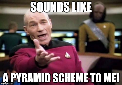 Picard Wtf Meme | SOUNDS LIKE A PYRAMID SCHEME TO ME! | image tagged in memes,picard wtf | made w/ Imgflip meme maker