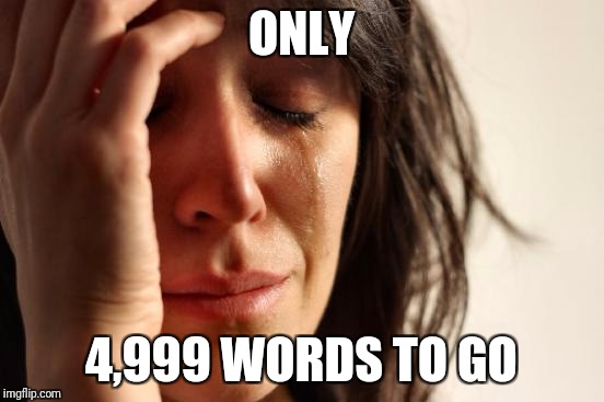 First World Problems Meme | ONLY 4,999 WORDS TO GO | image tagged in memes,first world problems | made w/ Imgflip meme maker