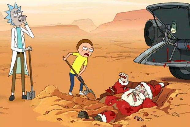 Rick and Morty dead Santa Claus  Blank Meme Template