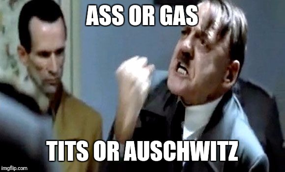 Hitler's Rant | ASS OR GAS; TITS OR AUSCHWITZ | image tagged in hitler's rant | made w/ Imgflip meme maker
