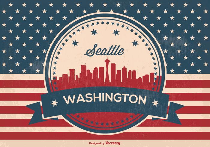 Retro Seattle Washington Skyline Illusrtation Blank Meme Template