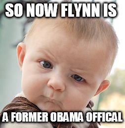 Skeptical Baby Meme | SO NOW FLYNN IS; A FORMER OBAMA OFFICAL | image tagged in memes,skeptical baby,dump trump | made w/ Imgflip meme maker