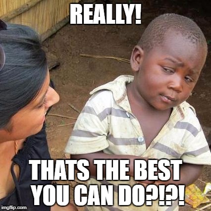 Third World Skeptical Kid | REALLY! THATS THE BEST YOU CAN DO?!?! | image tagged in memes,third world skeptical kid | made w/ Imgflip meme maker