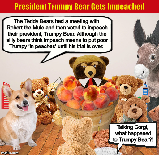 President Trumpy Bear Gets Impeached | image tagged in donald trump,trumpy bear,teddy bear,impeach,funny,memes | made w/ Imgflip meme maker