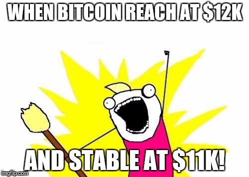 X All The Y Meme | WHEN BITCOIN REACH AT $12K; AND STABLE AT $11K! | image tagged in memes,x all the y | made w/ Imgflip meme maker