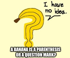 Question of the Year | A BANANA IS A PARENTHESIS OR A QUESTION MARK? | image tagged in banana,philosophy | made w/ Imgflip meme maker