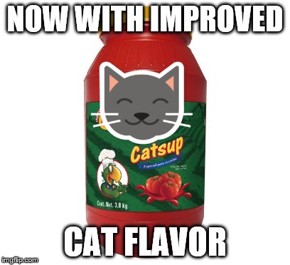 Goes great on hot dogs | NOW WITH IMPROVED; CAT FLAVOR | image tagged in cat,cats | made w/ Imgflip meme maker