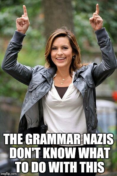Olivia Benson | THE GRAMMAR NAZIS DON'T KNOW WHAT TO DO WITH THIS | image tagged in olivia benson | made w/ Imgflip meme maker