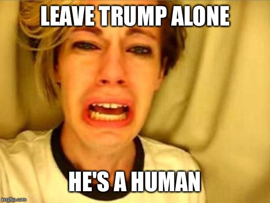 Leave x alone | LEAVE TRUMP ALONE; HE'S A HUMAN | image tagged in trump,leave britney alone | made w/ Imgflip meme maker