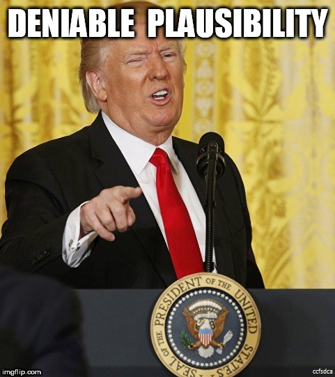 Deniable Plausibility | DENIABLE  PLAUSIBILITY | image tagged in trump | made w/ Imgflip meme maker