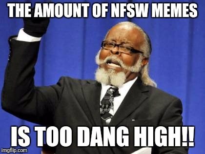 Yall gotta chill | THE AMOUNT OF NFSW MEMES; IS TOO DANG HIGH!! | image tagged in memes,too damn high,clean,original meme | made w/ Imgflip meme maker