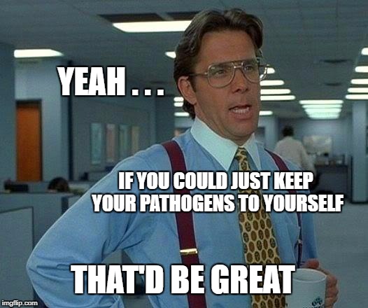 That Would Be Great | YEAH . . . IF YOU COULD JUST KEEP YOUR PATHOGENS TO YOURSELF; THAT'D BE GREAT | image tagged in memes,that would be great,sickness,calling in sick,sick puppy | made w/ Imgflip meme maker