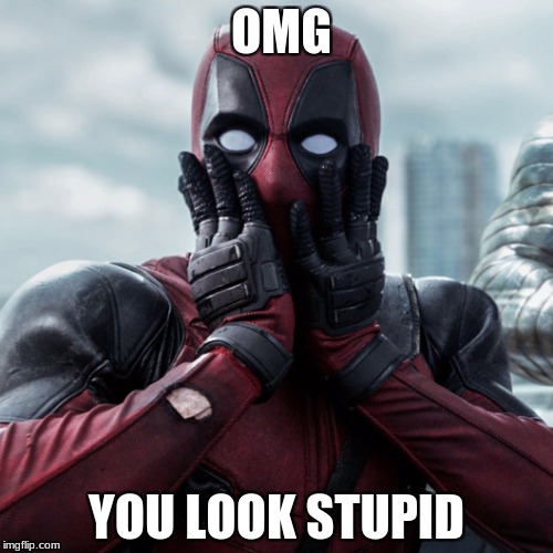 Dead Pool | OMG; YOU LOOK STUPID | image tagged in dead pool | made w/ Imgflip meme maker