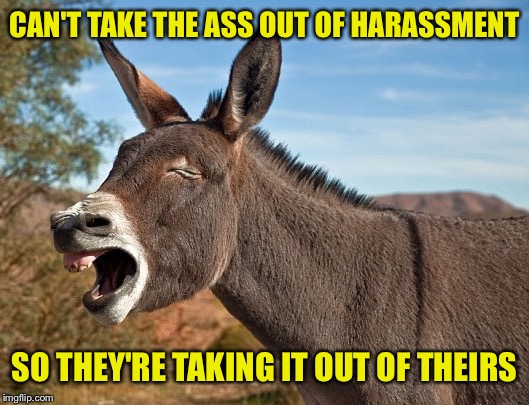 CAN'T TAKE THE ASS OUT OF HARASSMENT SO THEY'RE TAKING IT OUT OF THEIRS | made w/ Imgflip meme maker