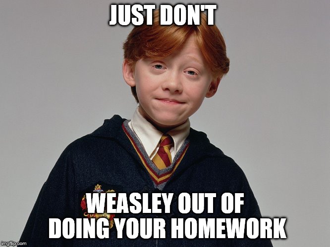 JUST DON'T WEASLEY OUT OF DOING YOUR HOMEWORK | made w/ Imgflip meme maker