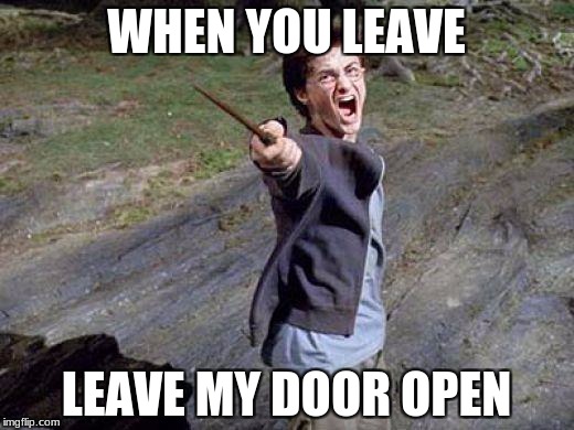 Harry Potter Yelling | WHEN YOU LEAVE; LEAVE MY DOOR OPEN | image tagged in harry potter yelling | made w/ Imgflip meme maker