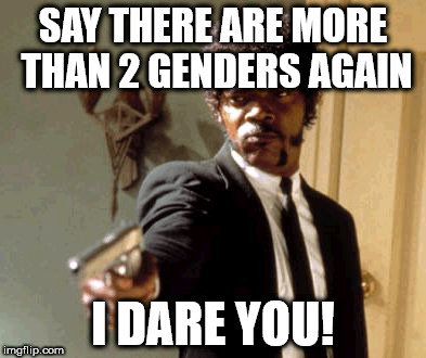 Say That Again I Dare You Meme | SAY THERE ARE MORE THAN 2 GENDERS AGAIN; I DARE YOU! | image tagged in memes,say that again i dare you | made w/ Imgflip meme maker