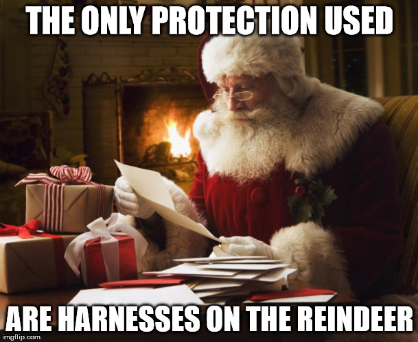 THE ONLY PROTECTION USED ARE HARNESSES ON THE REINDEER | made w/ Imgflip meme maker