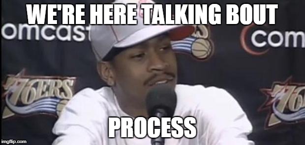 Allen Iverson | WE'RE HERE TALKING BOUT; PROCESS | image tagged in allen iverson | made w/ Imgflip meme maker