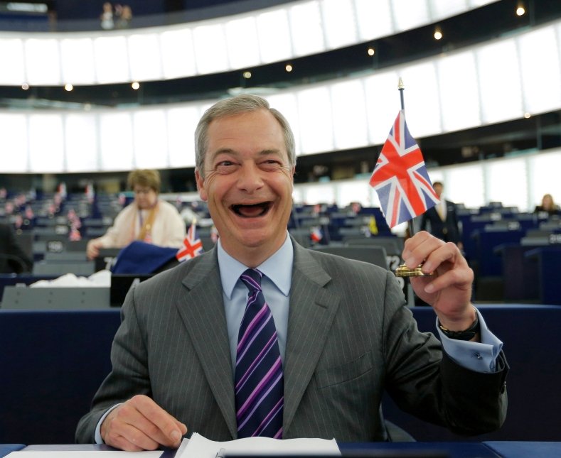 Farage with flag Blank Meme Template