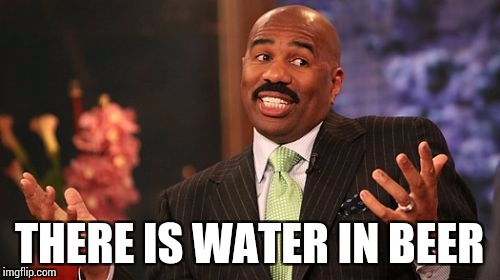 Steve Harvey Meme | THERE IS WATER IN BEER | image tagged in memes,steve harvey | made w/ Imgflip meme maker