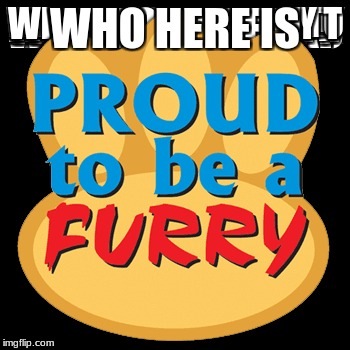 Furry Pride | WHO HERE IS | image tagged in furry | made w/ Imgflip meme maker
