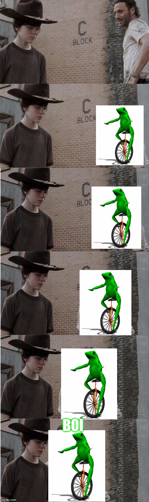 Rick and Carl Longer | BOI | image tagged in memes,rick and carl longer,dat boi,dat boi closer,closer | made w/ Imgflip meme maker
