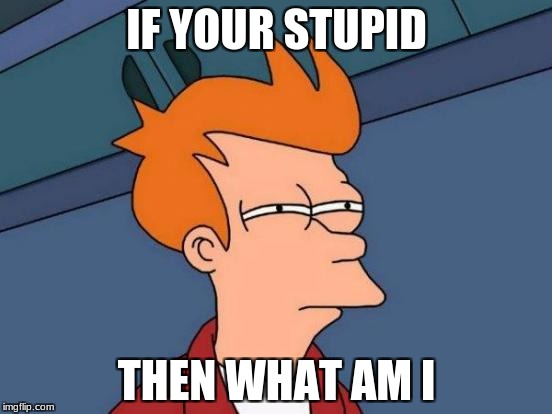Futurama Fry | IF YOUR STUPID; THEN WHAT AM I | image tagged in memes,futurama fry | made w/ Imgflip meme maker