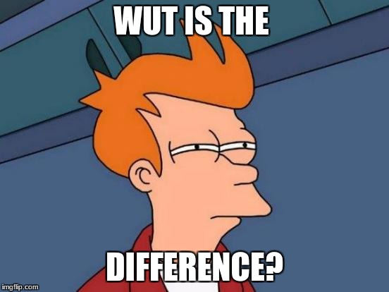 Futurama Fry Meme | WUT IS THE DIFFERENCE? | image tagged in memes,futurama fry | made w/ Imgflip meme maker