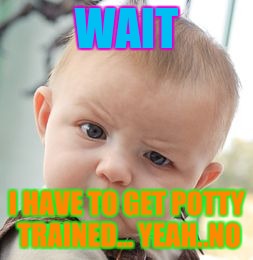 Skeptical Baby Meme | WAIT; I HAVE TO GET POTTY TRAINED...
YEAH..NO | image tagged in memes,skeptical baby | made w/ Imgflip meme maker