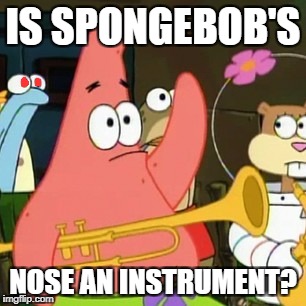 No Patrick | IS SPONGEBOB'S; NOSE AN INSTRUMENT? | image tagged in memes,no patrick | made w/ Imgflip meme maker