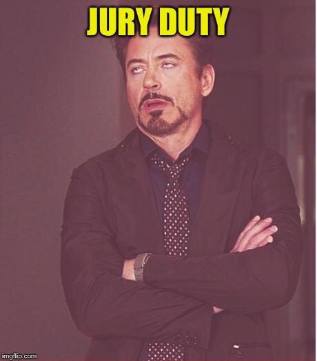 Face You Make Robert Downey Jr Meme | JURY DUTY | image tagged in memes,face you make robert downey jr | made w/ Imgflip meme maker