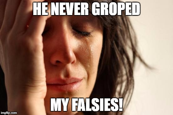 First World Problems Meme | HE NEVER GROPED MY FALSIES! | image tagged in memes,first world problems | made w/ Imgflip meme maker