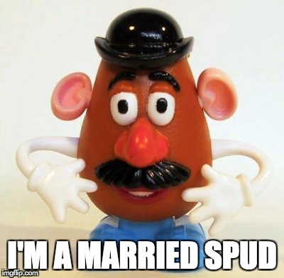 I'M A MARRIED SPUD | image tagged in mr potato head | made w/ Imgflip meme maker