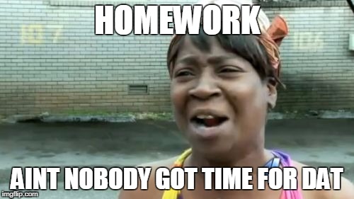 Ain't Nobody Got Time For That | HOMEWORK; AINT NOBODY GOT TIME FOR DAT | image tagged in memes,aint nobody got time for that | made w/ Imgflip meme maker