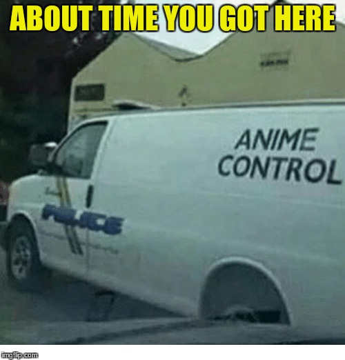 ANIME CONTROL | ABOUT TIME YOU GOT HERE | image tagged in anime | made w/ Imgflip meme maker