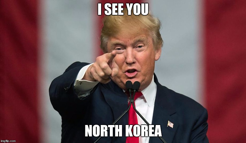 Donald Trump Birthday | I SEE YOU; NORTH KOREA | image tagged in donald trump birthday | made w/ Imgflip meme maker